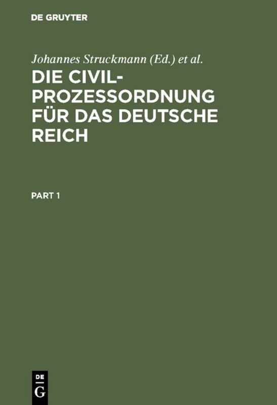 Die Civilprozeßordnung für das Deutsche Reich