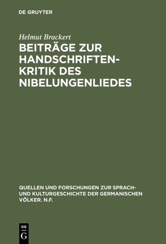 Beiträge zur Handschriftenkritik des Nibelungenliedes