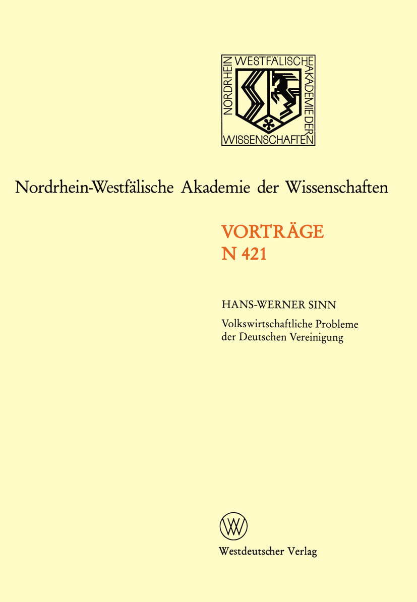 Volkswirtschaftliche Probleme der Deutschen Vereinigung