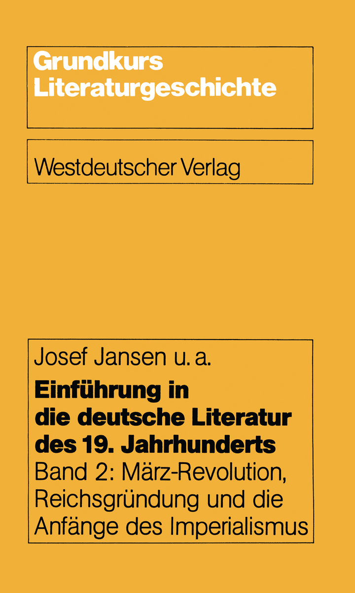 Einführung in die deutsche Literatur des 19. Jahrhunderts