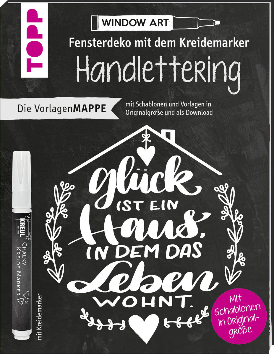 Vorlagenmappe Fensterdeko mit dem Kreidemarker - Handlettering. Inkl. Kreidemarker von Kreul